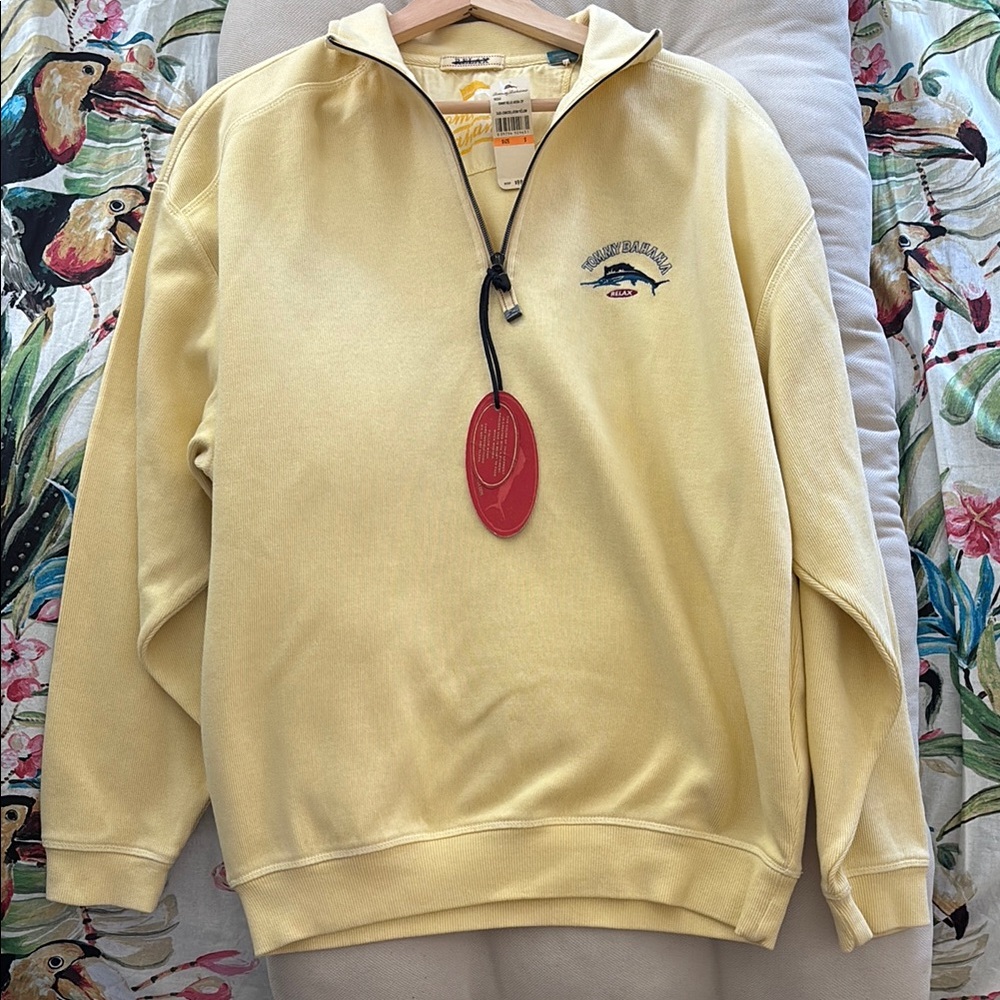 NWT! Tommy Bahama Yellow Zip Up Sweater (S)